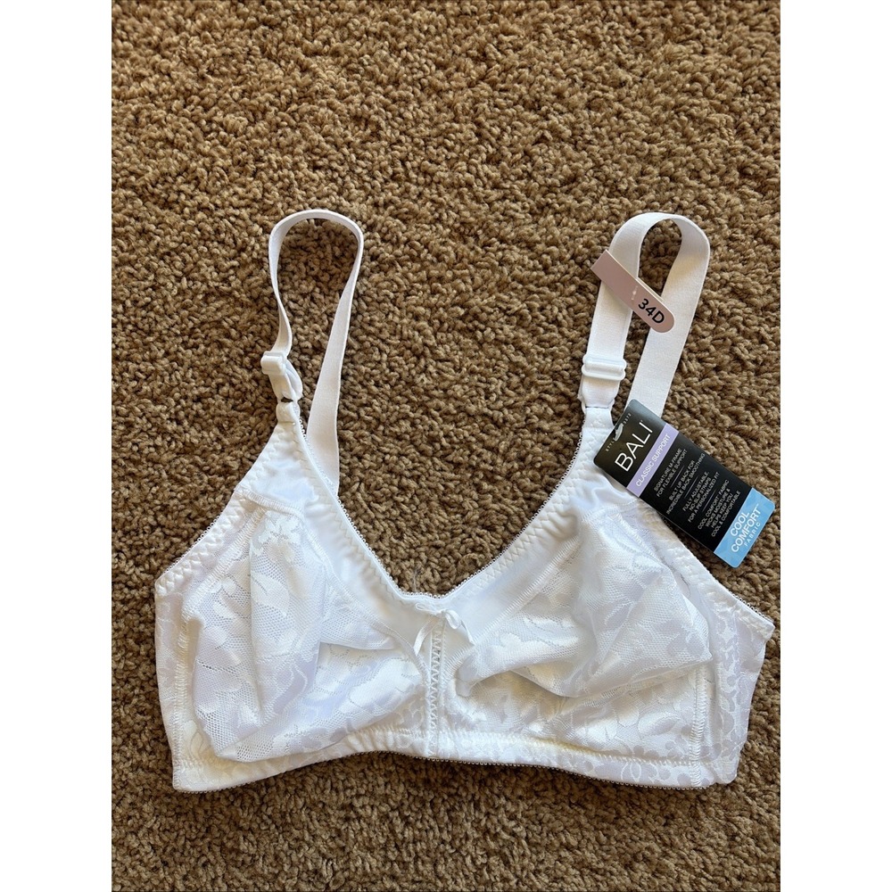 Bali White Classic Support Cool Comfort Moisture Wicking Bra #DF3372 34D NEW NWT